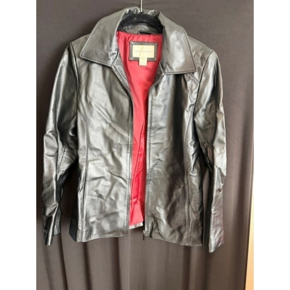 Women's Black Worthington Leather Jacket Size S